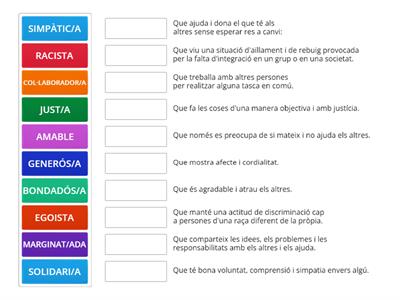 Uneix cada paraula amb la seva definició