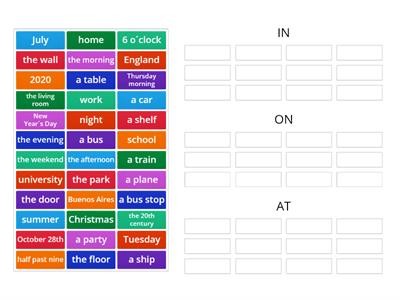 PREPOSITIONS IN ON AT