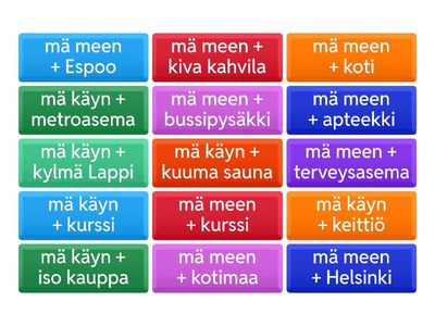 Harjoitellaan! Paikallissijat: käydä, mennä