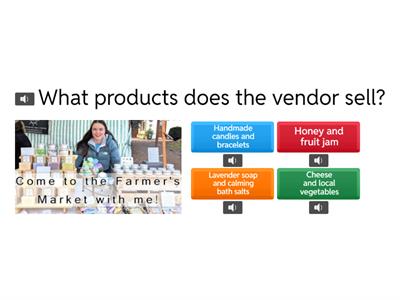 Farmer's market Comprehension quiz