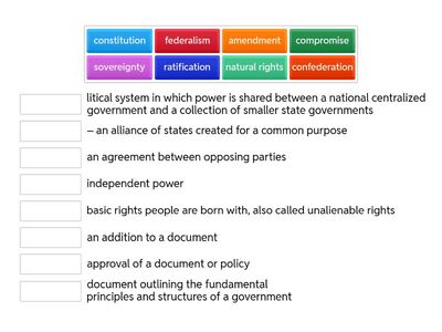 8th Grade Writing the Constitution Vocabulary