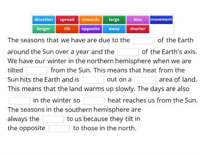 Seasons - winter in the northern hemisphere