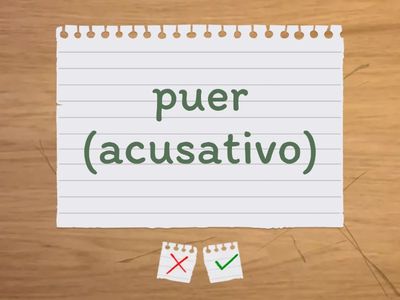 Recuerda el caso que te solicita en número singular y plural de cada palabra y dale la vuelta a la carta para comprobar.