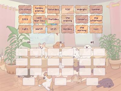 Time prepositions: on, in, at