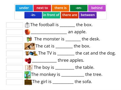Match: Prepositions of Place - There is/are