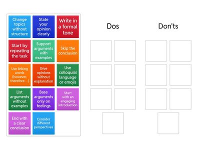 Dos and Don'ts Comment