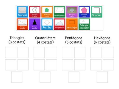 Classifica les figures segons el nombre de costats