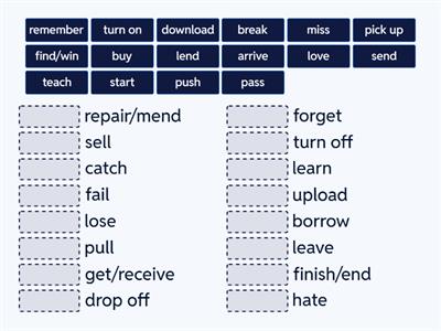 ENGLISH FILE A2 unit 6A Opposite verbs
