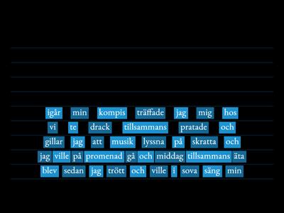 A1-A2 Skapa en liten svensk berättelse med rätt ordföljd