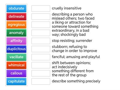 ELA-A: Vocab Wk 13 & 14