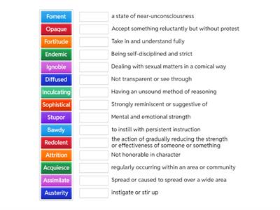 10th Grade Vocab #11- Definitions