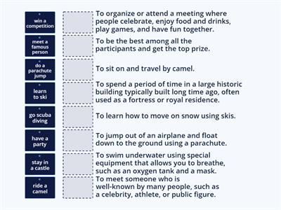 Experiences GG4 U3 Vocabulary Definitions