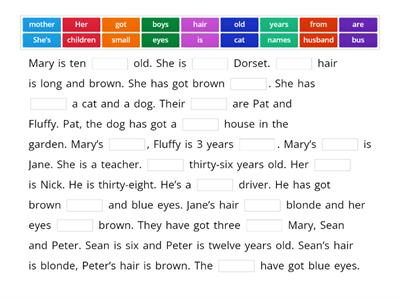 Cloze Test - Mary’s Family