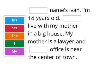 Possessive Adjectives - Subject pronouns