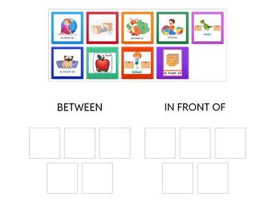 In front of and between