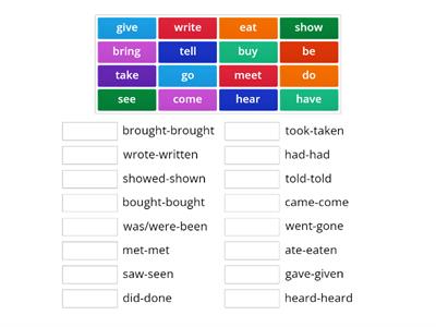 Irregular verbs Spotlight 7 Module 6