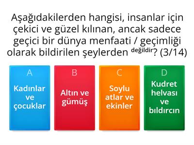 MÜNEVVER KURBAN ANADOLU LİSESİ MEAL YARIŞMASI  3. CÜZ