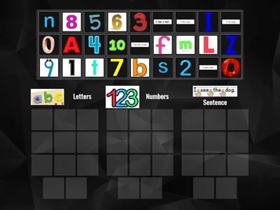 Letter, Number or Sentence 