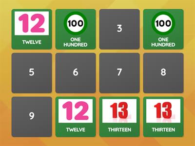Numbers Memory Game