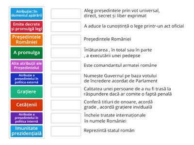 Președintele României cls. a VII -a