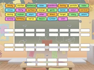 r-controlled vowel sort