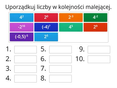 [POTĘGI] Uporządkuj liczby w kolejności malejącej. #3