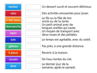 Vocabulaire du texte "Ma famille"