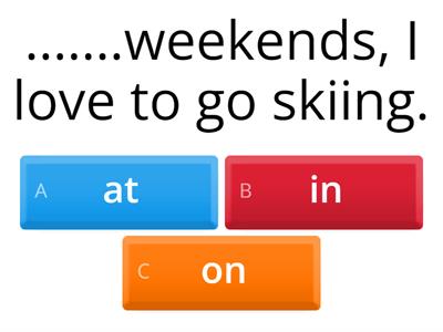 prepositions of time in/on/at