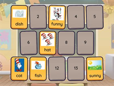 The cat in the hat rhyming game