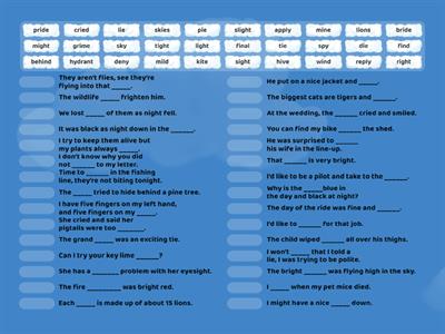 7. The sound IGH spelt igh, ie, i...e, i, y