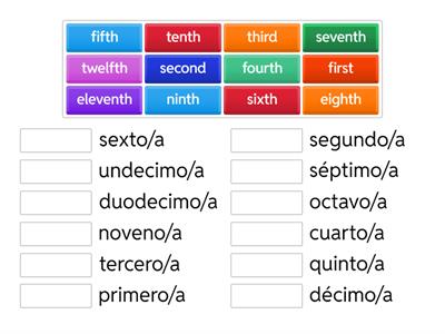 Ordinal Numbers (1-12)