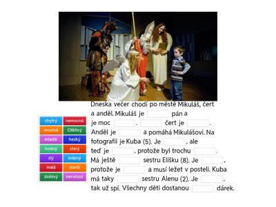 Mikuláš, čert a anděl - adjektiva
