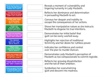 Lady Macbeth Quotation Match up