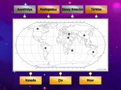 Dilsiz dünya haritası (Etiketli)