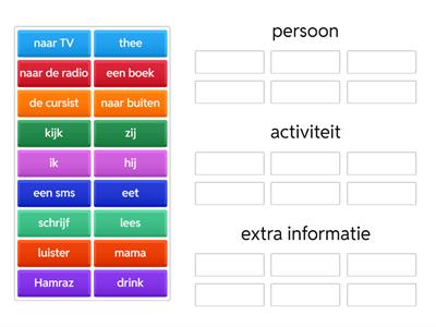 Grammatica: persoon-activiteit-extra informatie