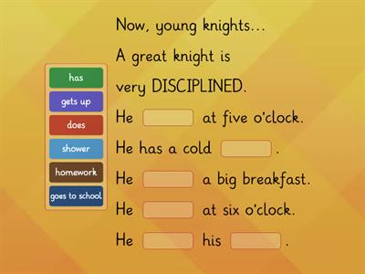 UNIT 5 STORY A great knight - zadanie do historyjki