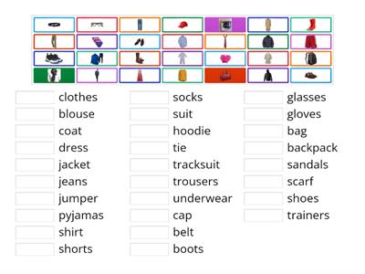 VOCAB - PEOPLE: Clothes & accessories