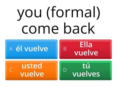 CONJUGAR Stem changing verbs O-UE - volver