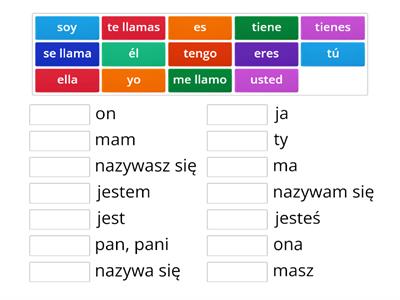 Ser/tener/llamarse - singular