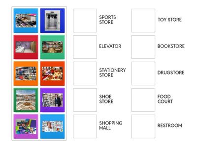 SHOPPING MALL - STORES - VOCABULARY WORDS 