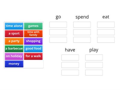 SpeakOut.Pre-intermidiate.Unit 1.1 Free time (Put the words in the box in the correct group)