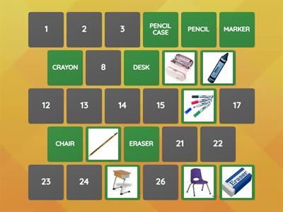 SCHOOL OBJECTS MEMORY GAME