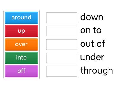 Preposition of movement antonymous matching 
