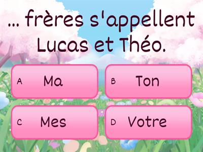 Les adjectifs possessifs avec la famille