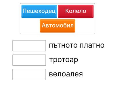 Свържи участника с неговото място на движение: