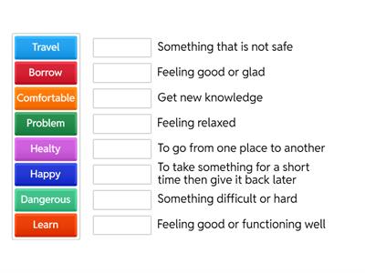 Match the words to their meanings! 