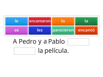 Valorar con verbos gustar, encantar y parecer