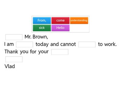 Fill in the blanks - formal emails