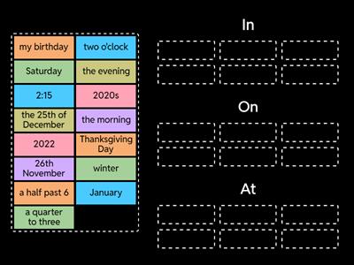 Time Prepositions: In, On, At