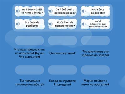 Futur. Upitne rečenice. Будущее время. Вопросительные предложения